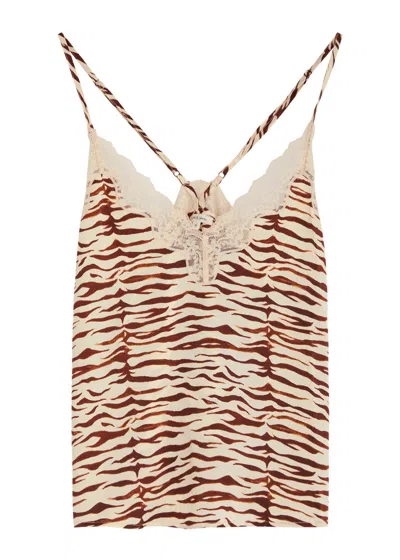 Love Stories Pip Zebra-print Silk-satin Camisole In Cream