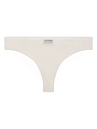 Love Stories Ribbed Thong In Neutral