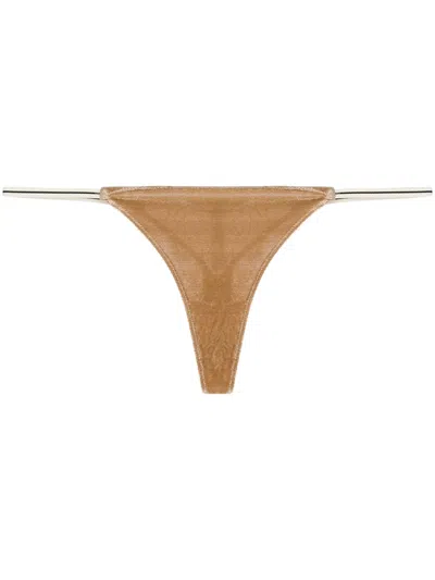 Love Stories Roomservice Velvet Thong In Brown