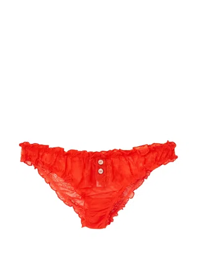 Love Stories Ruffled Lace Briefs In Red