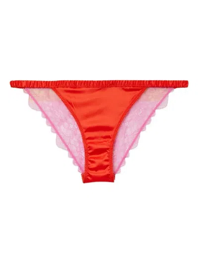 Love Stories Satin-lace Briefs In Red
