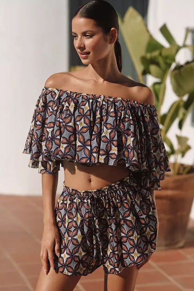 Love Stories Tropic Off-the-shoulder Top In Blue