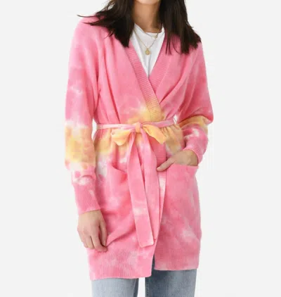 Love Tanjane Heavy Cashmere Belted Cardigan In Pink Champagne