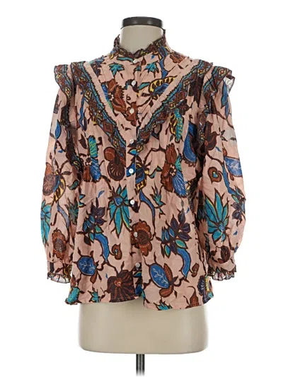 Pre-owned Love The Label 3/4 Sleeve Blouse In Brown