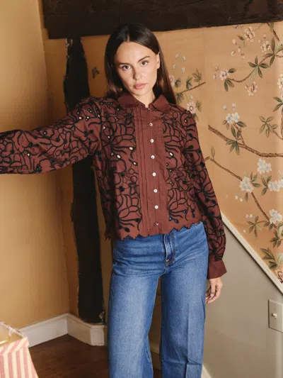 Love The Label Abigail Long Sleeve Top In Brown