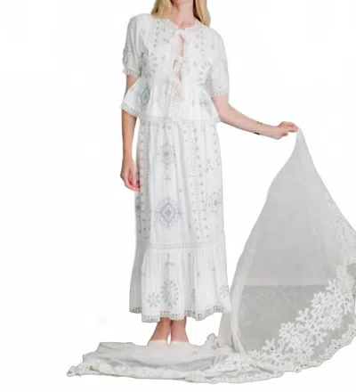 Love The Label Addy Skirt In Forget Me Knot Embroidery In White