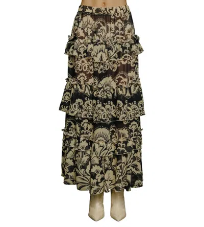 LOVE THE LABEL ALANI TIERED RUFFLE SKIRT IN RICHMOND FLORAL PRINT