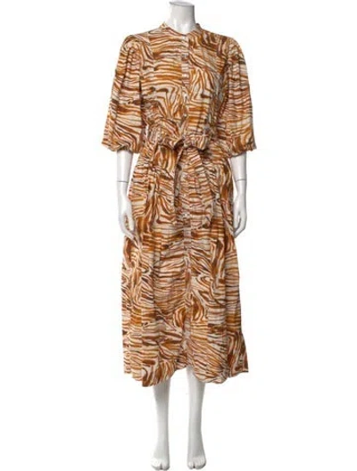 Pre-owned Love The Label Animal Print Midi Length Dress In White