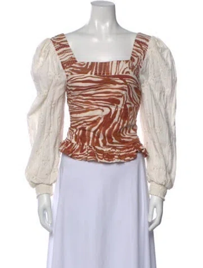 Pre-owned Love The Label Animal Print Square Neckline Top In Multicolor