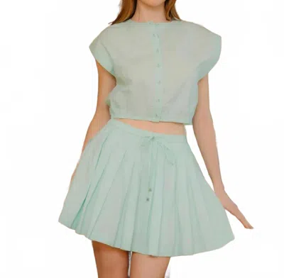 Love The Label Ansleigh Mini Skirt In Mint In Animal Print