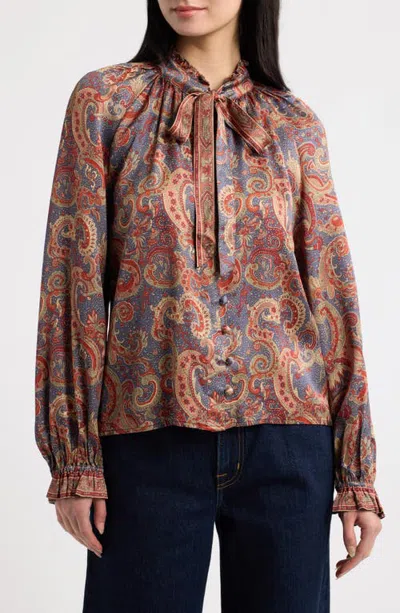 Love The Label Arden Tie Neck Blouse In Animal Print