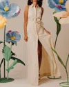 Love The Label Arlene Maxi Dress In Macadamia Seersucker In Multi