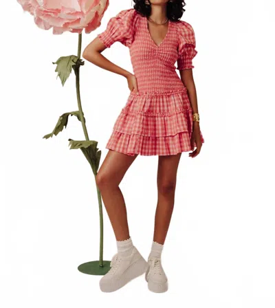Love The Label Audrey Mini Dress In Kensington Gingham Pink In Multi