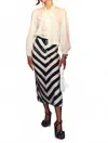 Love The Label Augusta Sequin Midi Skirt In Black White Chevron Print In Animal Print