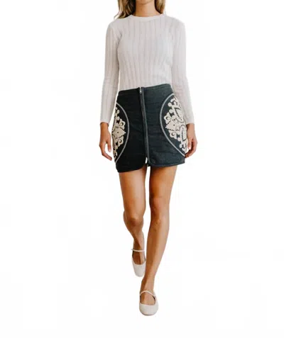 Love The Label Ayla Mini Skirt In Charcoal In Pink