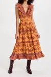Love The Label Women Azalea Ruffled Midi Dress Beryl Mango Print In Multi