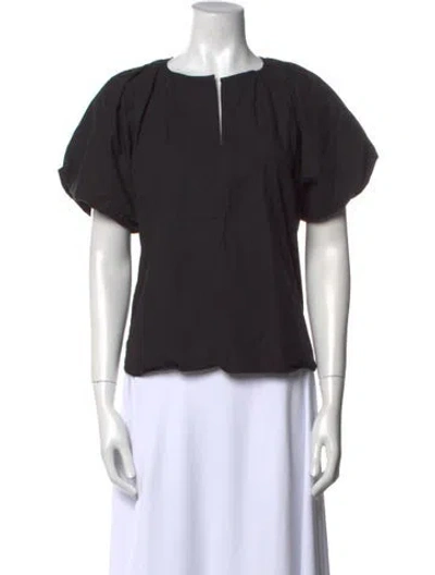 Pre-owned Love The Label Bateau Neckline Short Sleeve Blouse In Black