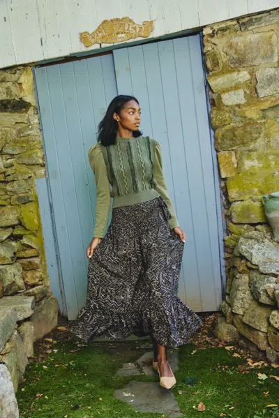Love The Label Belle Midi Skirt In Forest Enchantment Print