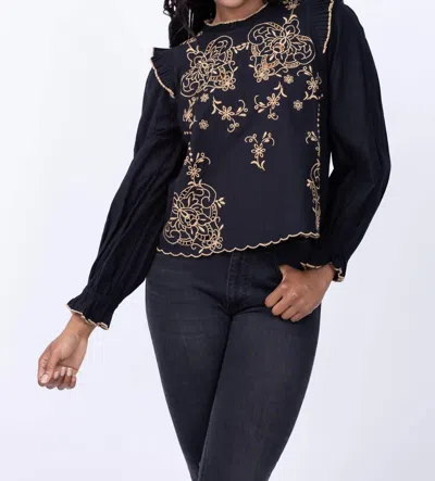 Love The Label Bernice Top In Oleander Black In Multi