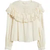 Love The Label Brandi Ruffle Yoke Top In Neutral