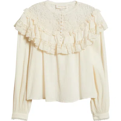 Love The Label Brandi Ruffle Yoke Top In Neutral