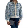 Love The Label Byron Embroidered Jacket In Blue In Multi