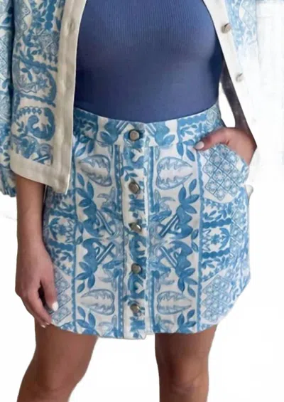 Love The Label Byron Embroidered Skirt In Blue