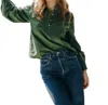 Shop Love The Label Callum Embroidered Top In Olive In Green