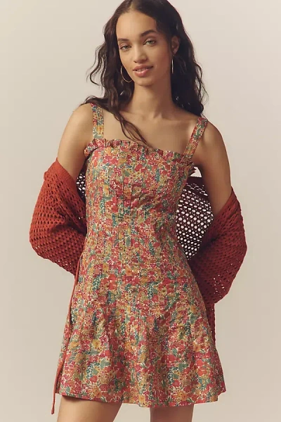 Love The Label Cally Sleeveless Ruffle-trim Mini Dress In Multi