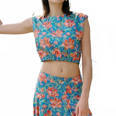 Love The Label Cambrie Archive Tulip Liberty Tank Top In Blue