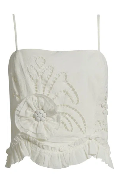 Love The Label Cassia Floral Appliqué Cotton & Linen Top