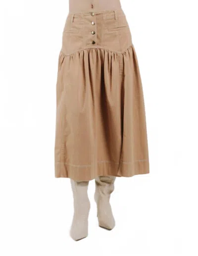 Love The Label Christine Midi Skirt In Biscuit In Neutral