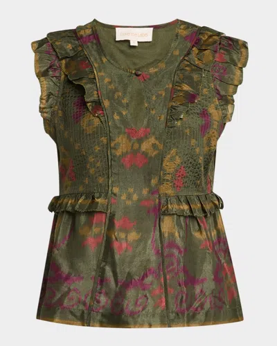 Love The Label Clara Ikat Peplum Top In Multi