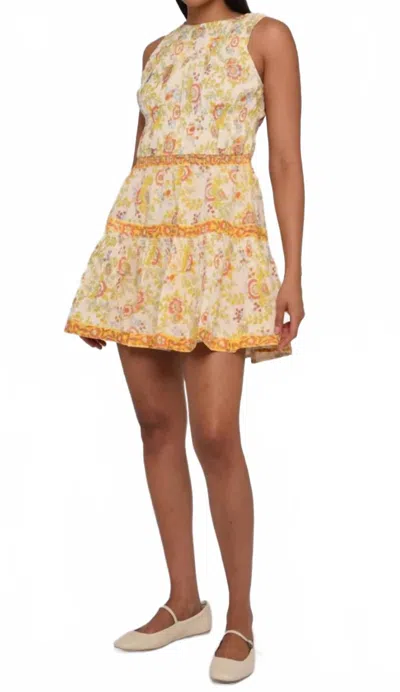 Love The Label Cleosandra Mini Dress In Yellow Multi Print In Orange