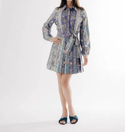 Love The Label Corneila Mini Dress In Mara Stripe Floral Print In Multi
