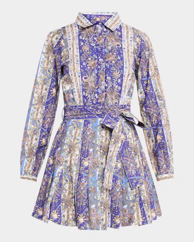 Love The Label Cornelia Belted Mini Shirtdress In Mara Stripe Floral Print