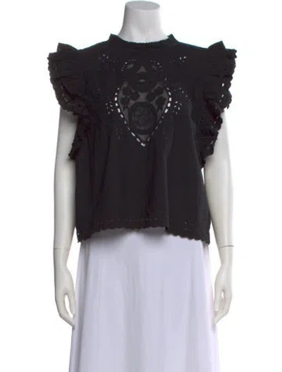 Pre-owned Love The Label Crew Neck Short Sleeve Top In Black