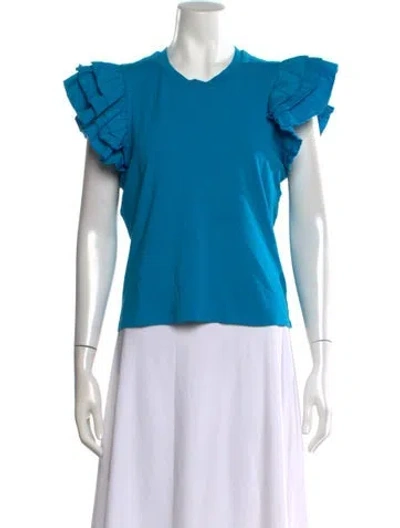 Pre-owned Love The Label Crew Neck Short Sleeve Top In Blue