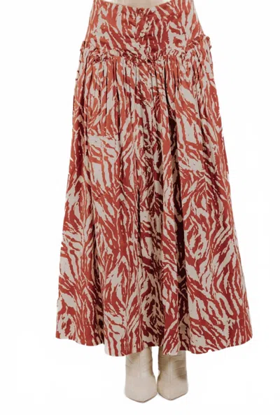Love The Label Crystal Maxi Skirt In Terracotta Zebra In Red