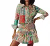 Love The Label Cyrus Long Sleeve Top In Josie Patchwork In Multi