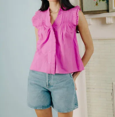 Love The Label Dana Button Through Top In Rosebud In Pink
