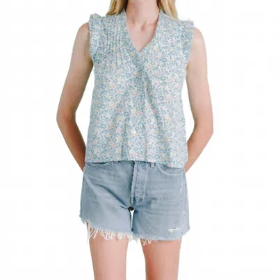 Love The Label Dana Sleeveless Top In Mrs Stonely Blue In Multi