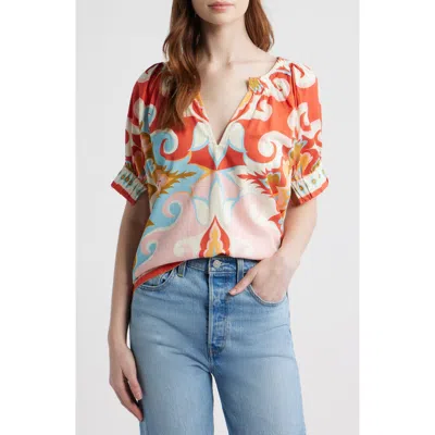 Love The Label Dawson Baroque Print Shirt In Orange