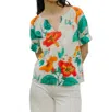 Love The Label Dawson Puff Sleeves Top In Carmela Floral In Multi