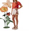Love The Label Dawson Short Sleeve Top In Mandarin Red In Multi