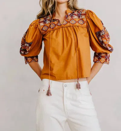 Love The Label Diella Top In Caramel In Multi
