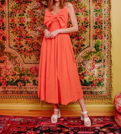 Love The Label Dolcia Bow Dress In Mandarin Red In Orange