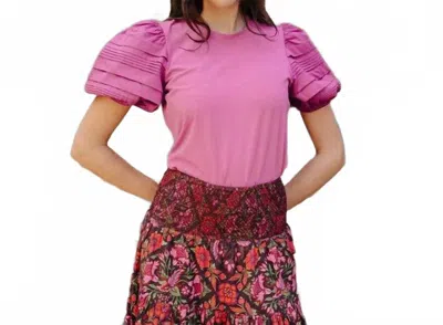 Love The Label Dylan Puff Sleeves Tee In Rosebud In Pink