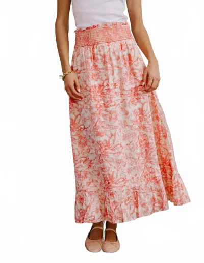 Love The Label Easy Slip On Midi Skirt In Joni Print In Pink