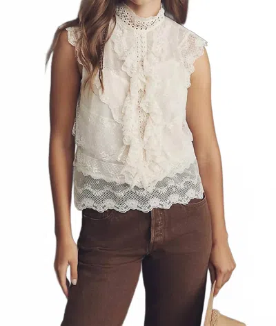 Love The Label Eden Cap Sleeves Top In Brown In White